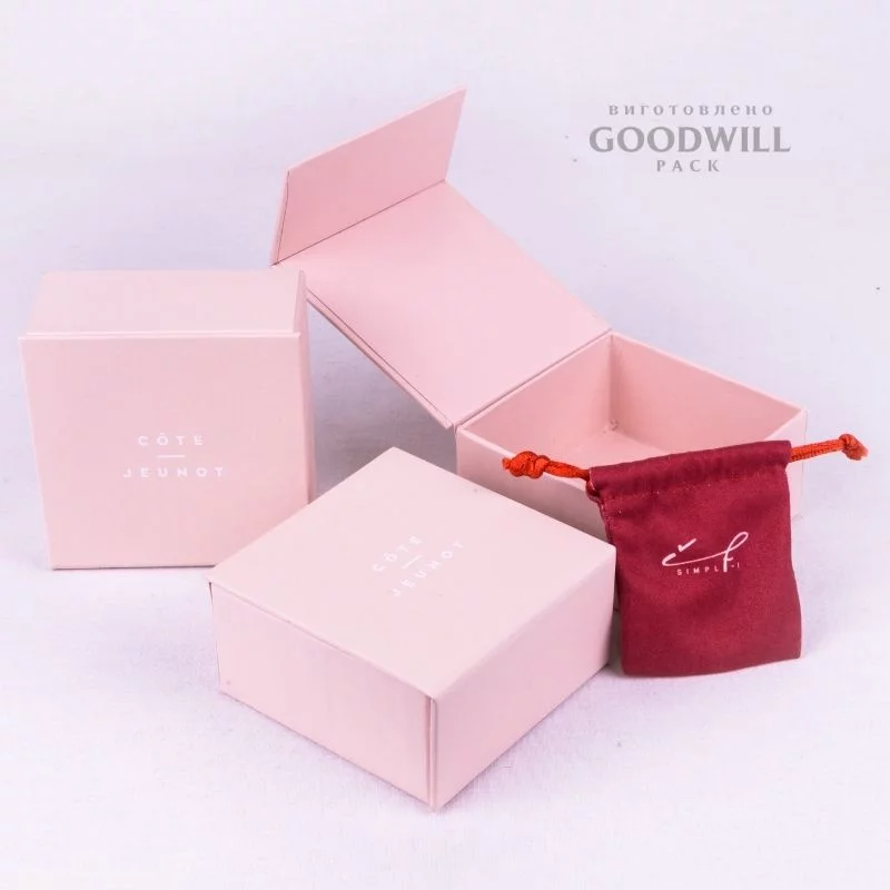 Коробка із переплетеного картону для ювелірних прикрас з друком